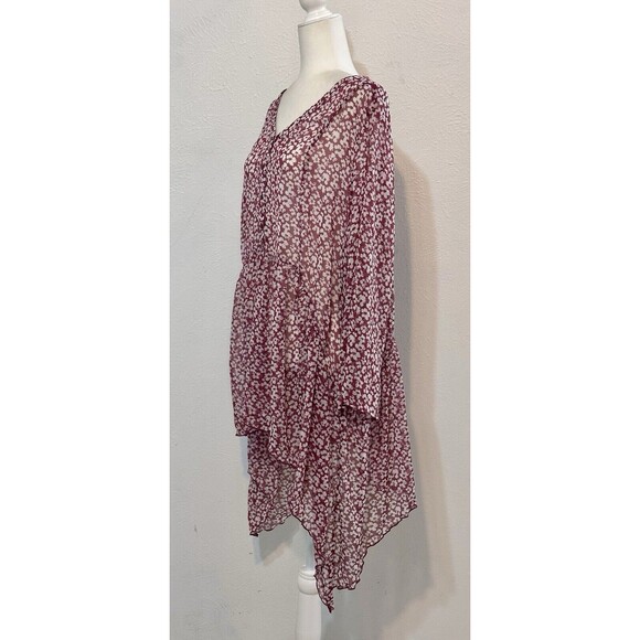 Lane Bryant Size 22/24 Floral Purple Sheer Blouse 3/4 Sleeves Boho Cottage - Picture 4 of 10